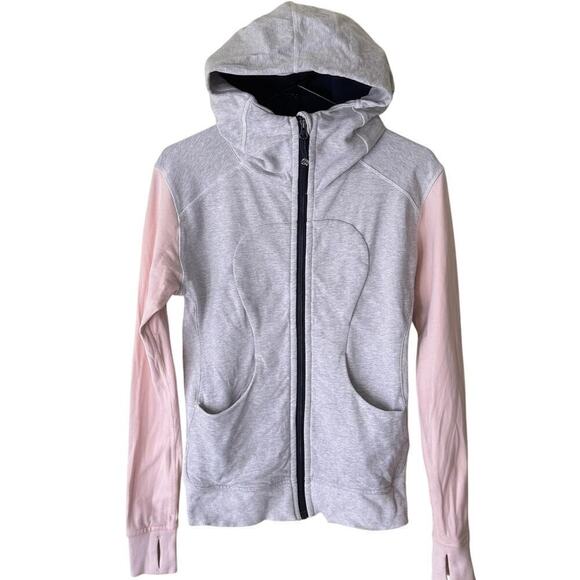 Lululemon On The Daily Hoodie French Terry Jacket Women S 6 Heathered White Pink - Picture 5 of 13